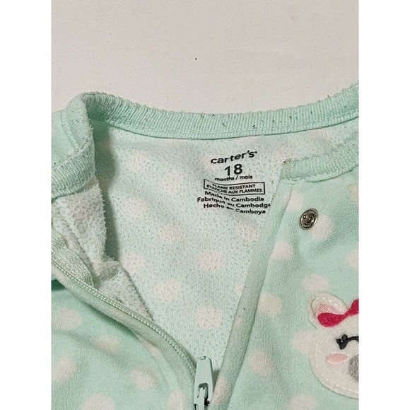 Carters Footed Pajamas Girls 18 Months Fleece Zip Spring Colors Animals Lot of 4 - Picture 6 of 13